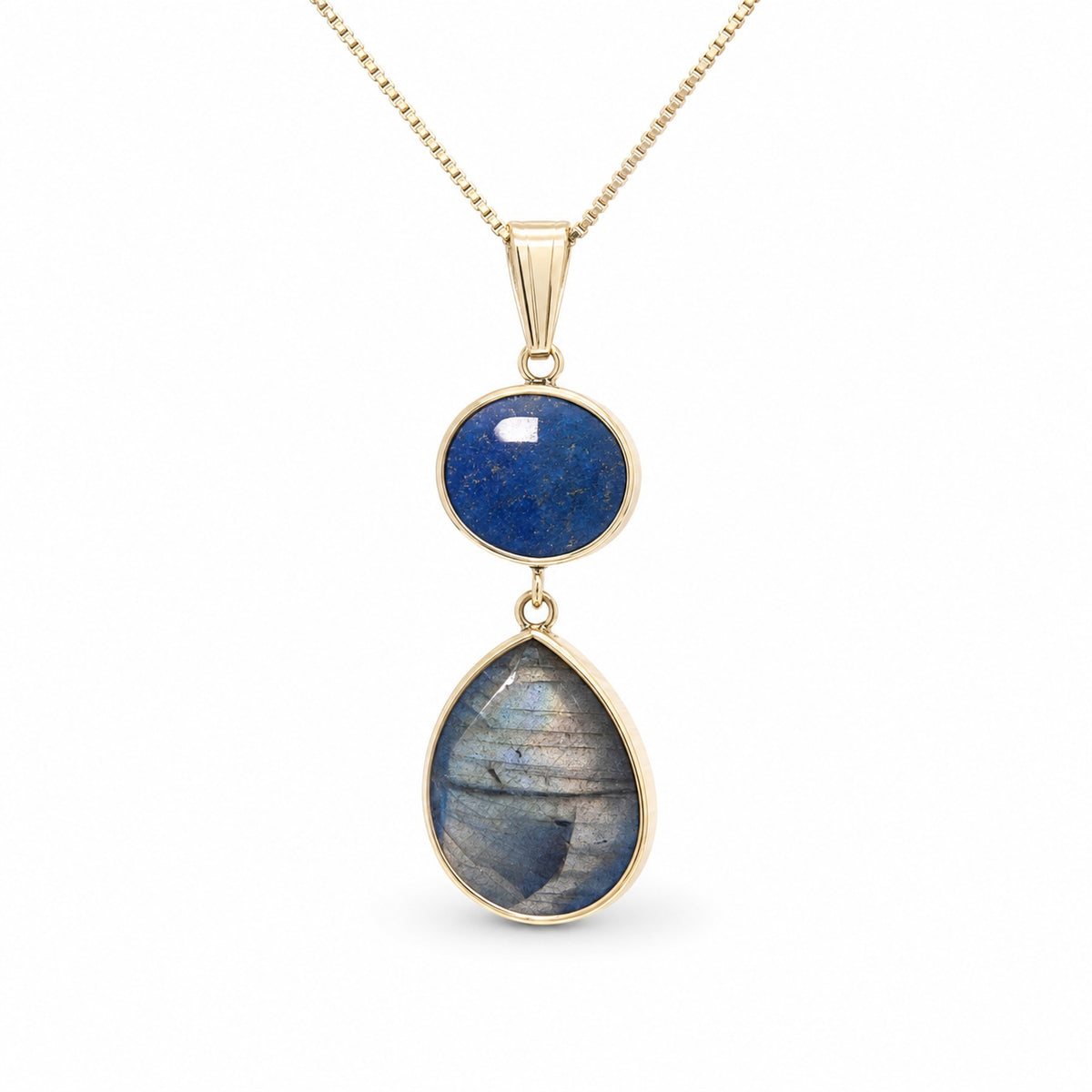 Blue Lapis & Labradorite Pendant Necklace
