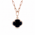 Yellow Gold and Onyx Pendant Necklace