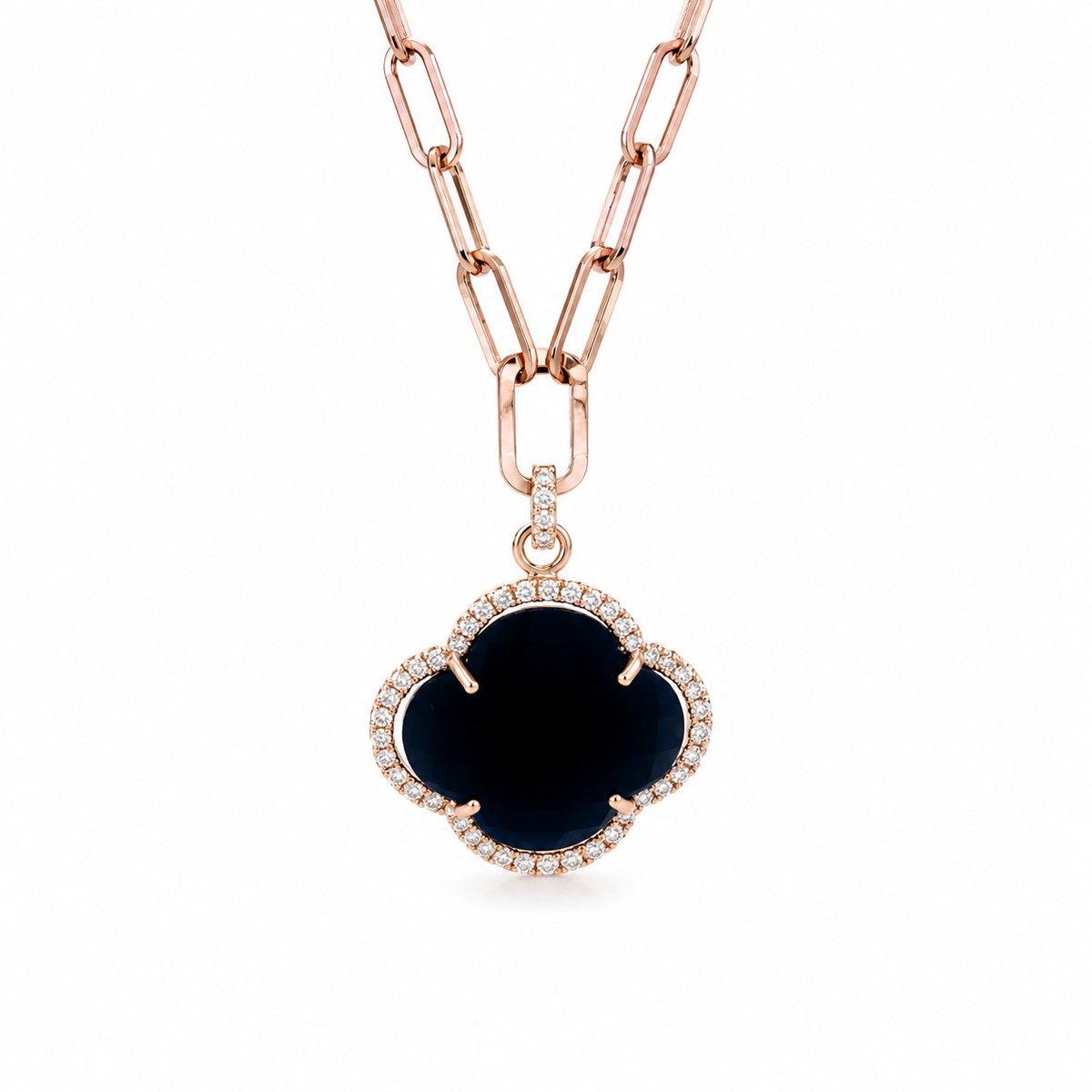 Yellow Gold and Onyx Pendant Necklace