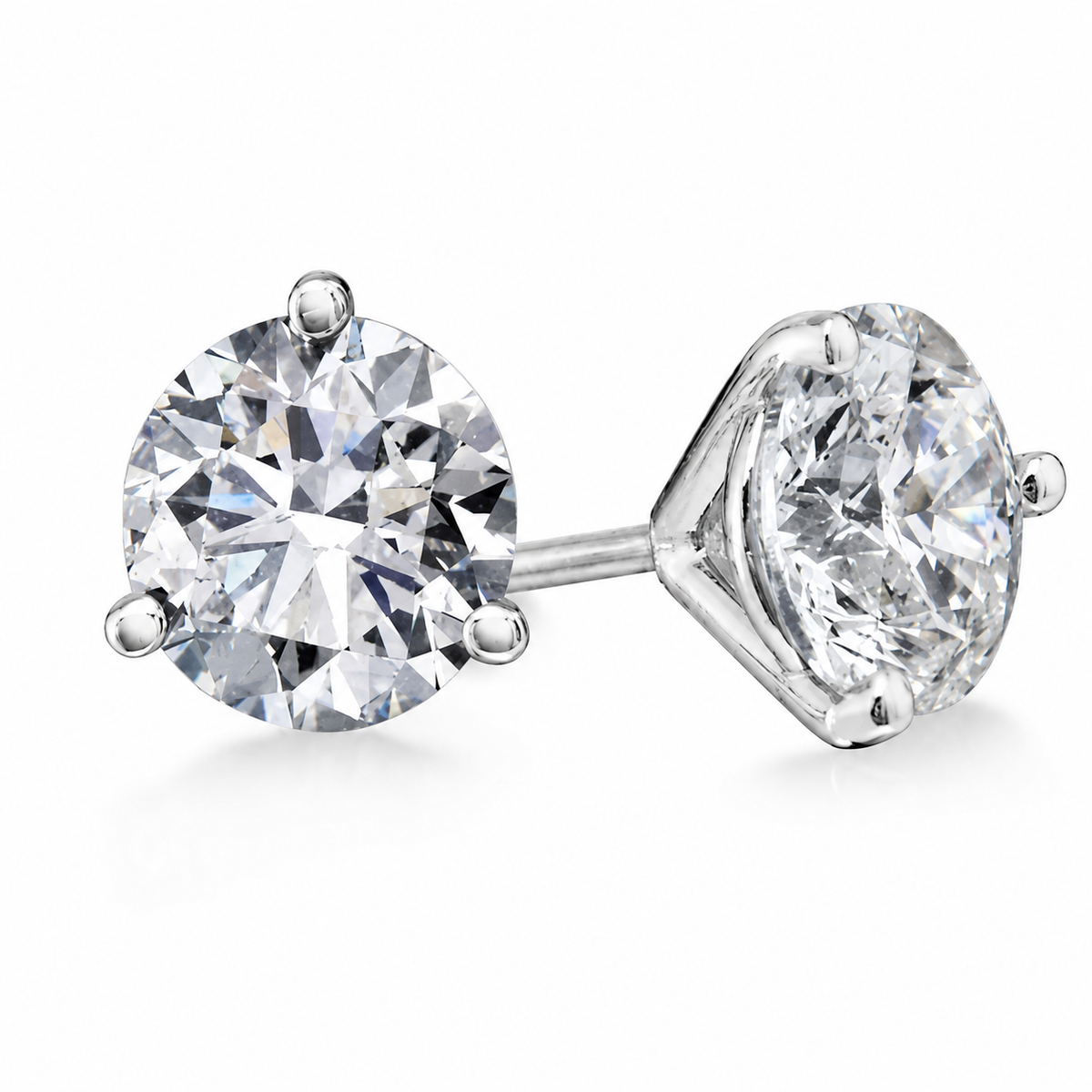 3 Prong 1CT Moissanite Studs