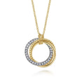 Gabriel & Co 4K Yellow-White Gold Interlocking Circles Pendant Necklace with Diamond Pavé