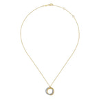 Gabriel & Co 4K Yellow-White Gold Interlocking Circles Pendant Necklace with Diamond Pavé