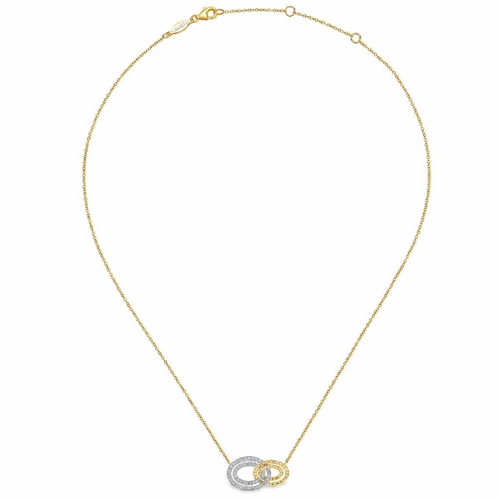 Gabriel & Co 14K Yellow-White Gold Interlocking Oval Link Diamond Pendant Necklace