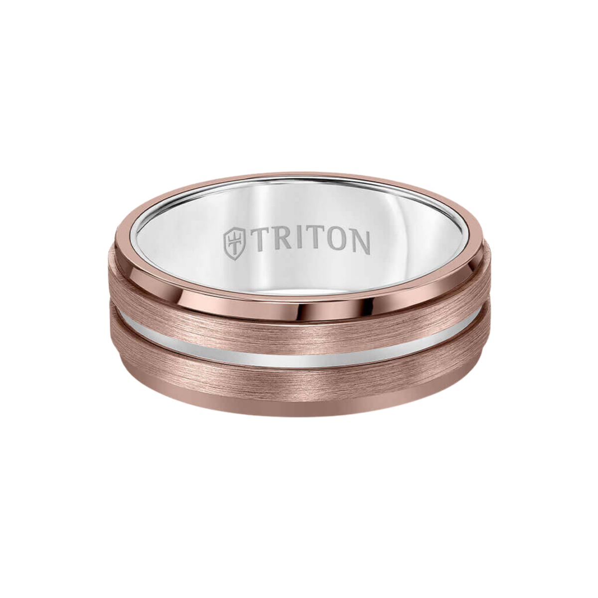 Triton 8MM Espresso Tungsten Carbide Ring - Satin Finish with Center Line