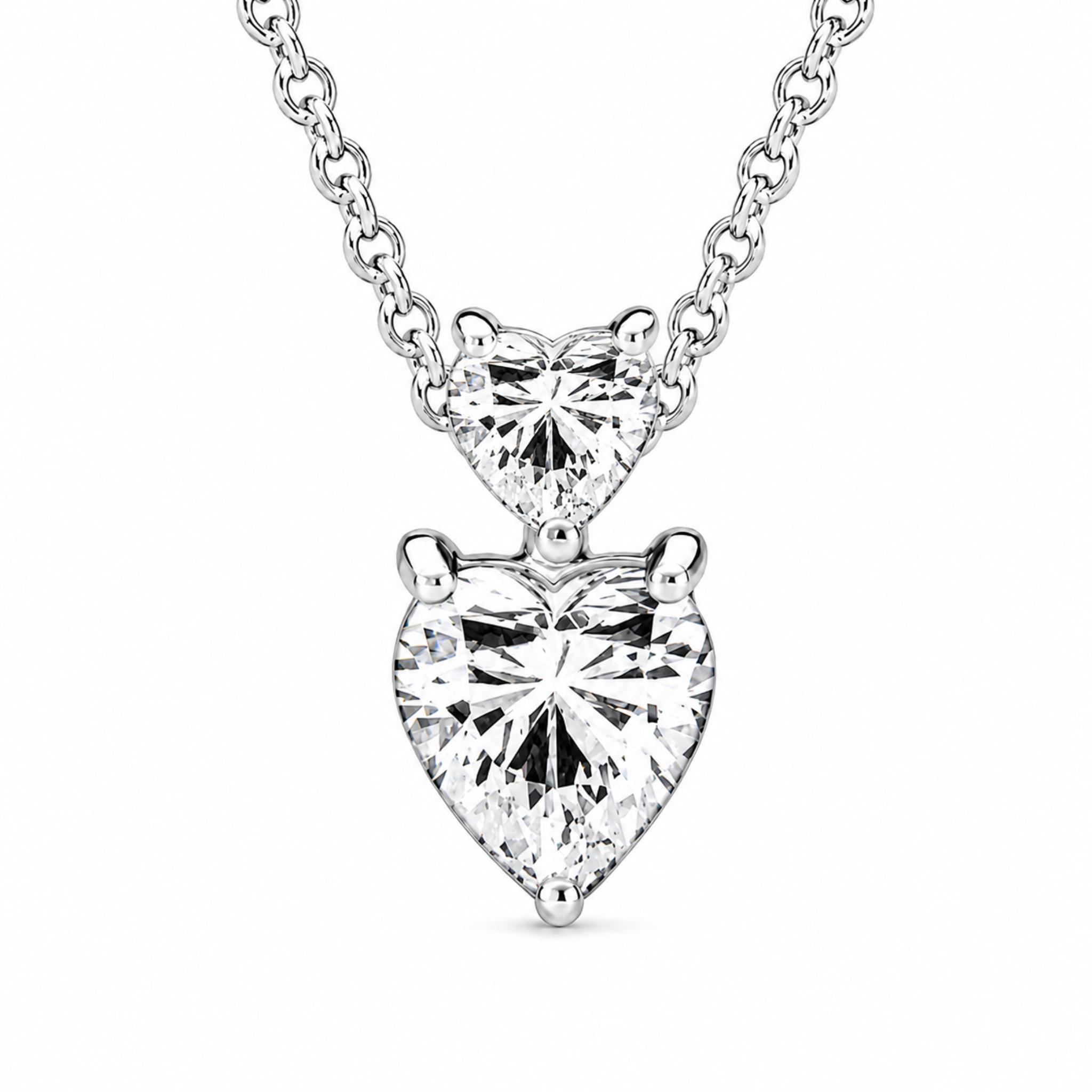 Pandora Double Heart Pendant Sparkling Collier Necklace