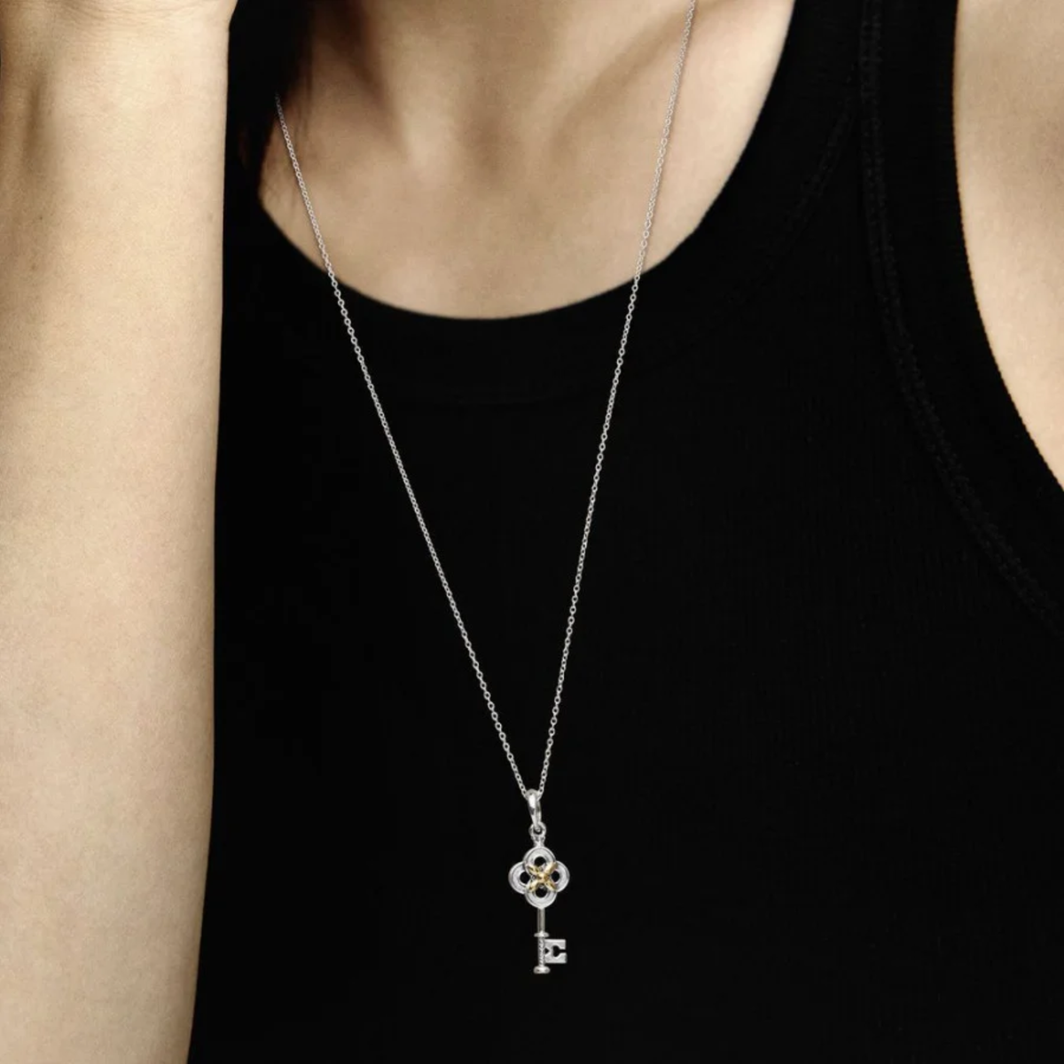 Pandora Two-tone Key & Flower Necklace