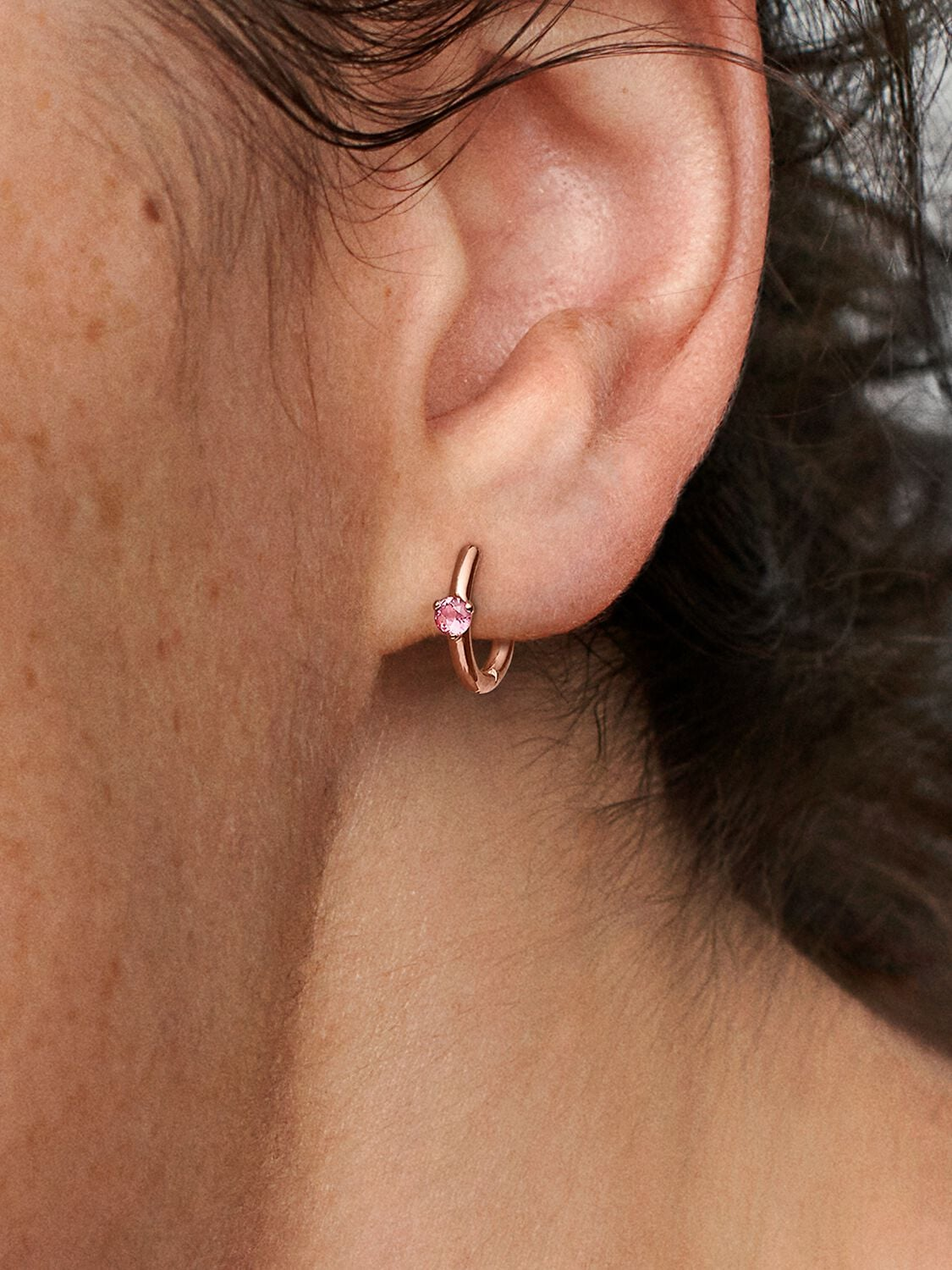 Pandora Pink Solitaire Huggie Hoop Earrings