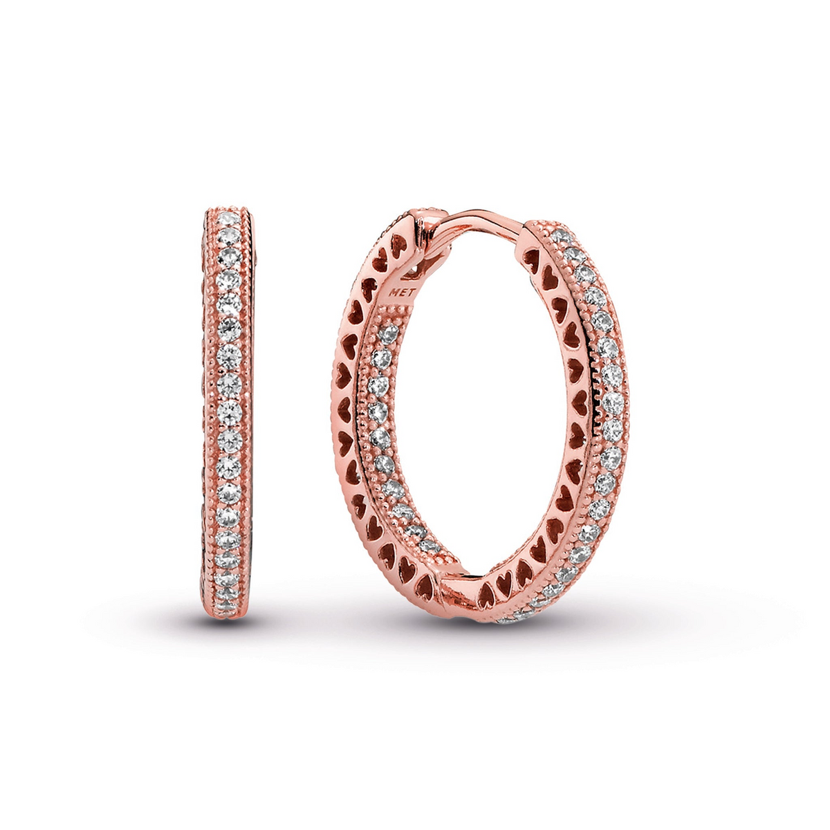 Pandora Sparkle and Hearts Hoop Earrings