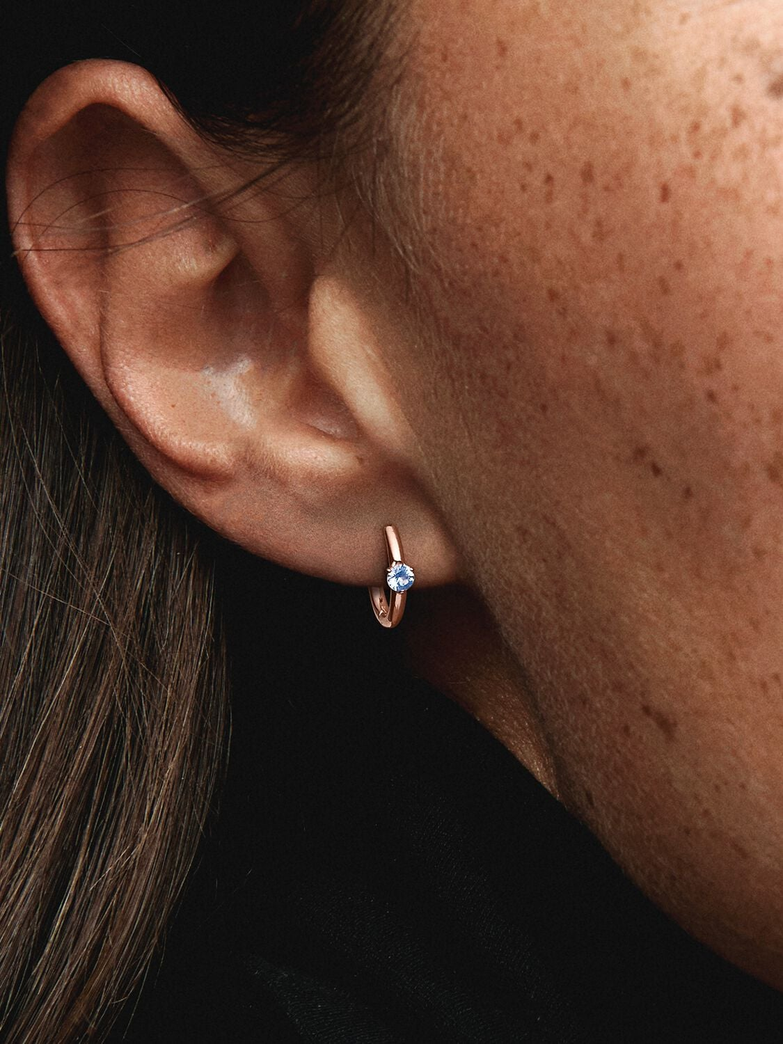 Pandora Light Blue Solitaire Huggie Hoop Earrings