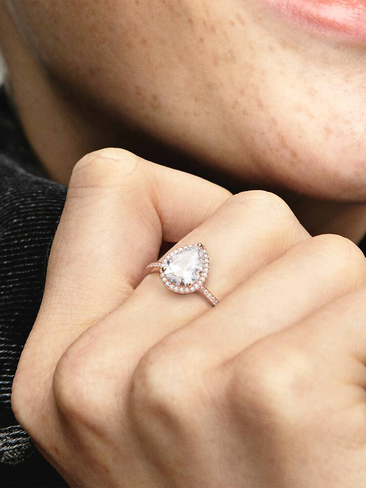 Pandora Sparkling Teardrop Halo Ring