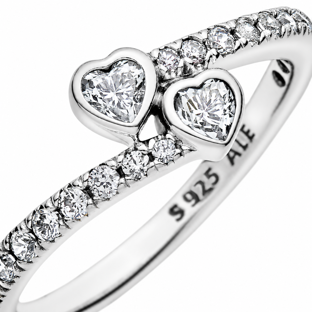 Pandora Two Sparkling Hearts Ring