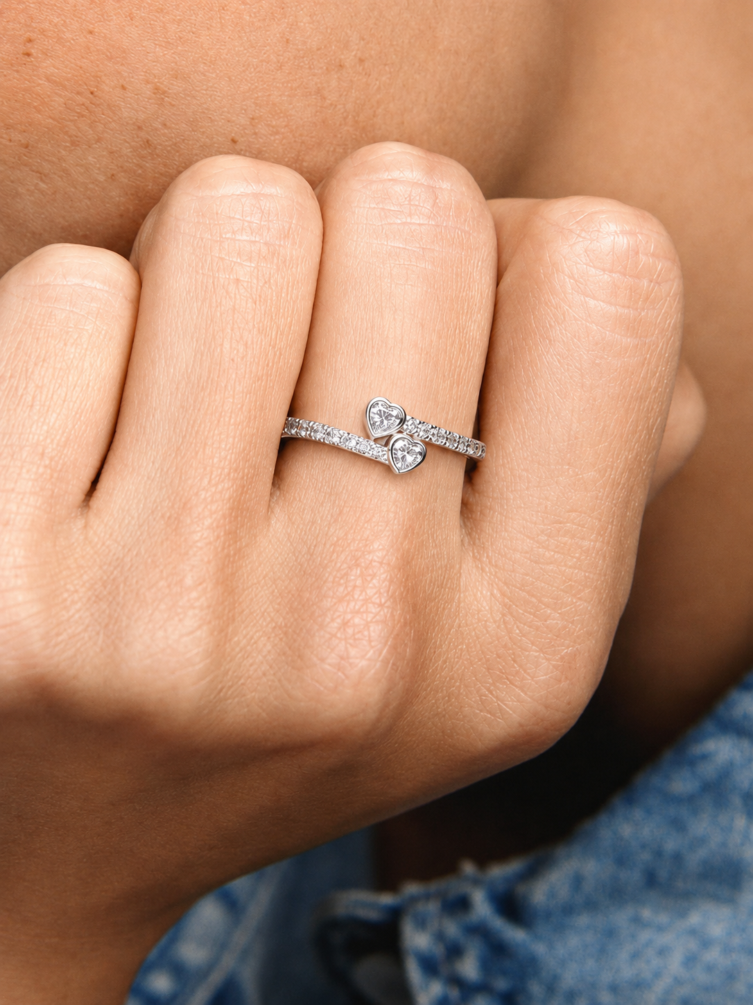 Pandora Two Sparkling Hearts Ring