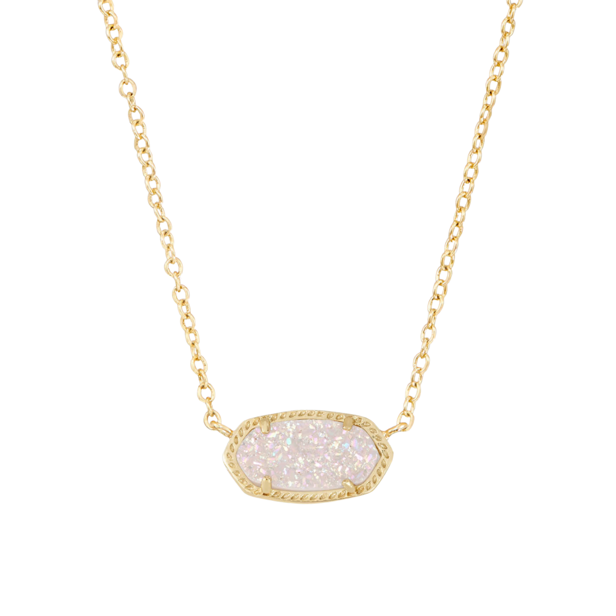 Kendra Scott Elisa Gold Pendant Necklace in Iridescent Drusy