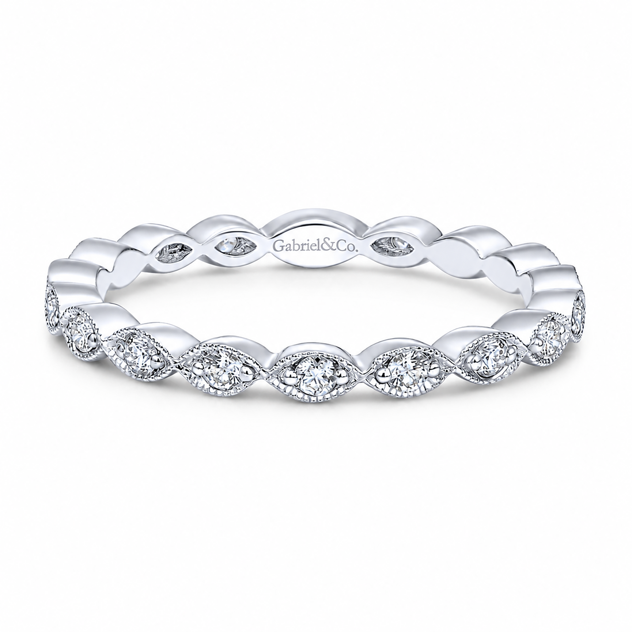 14k White Gold Eternity Stackable Ladies Ring