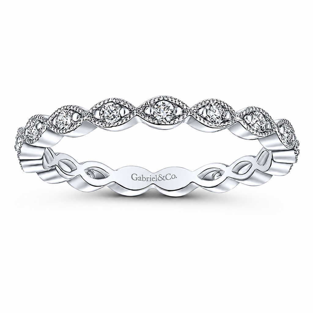 14k White Gold Eternity Stackable Ladies Ring