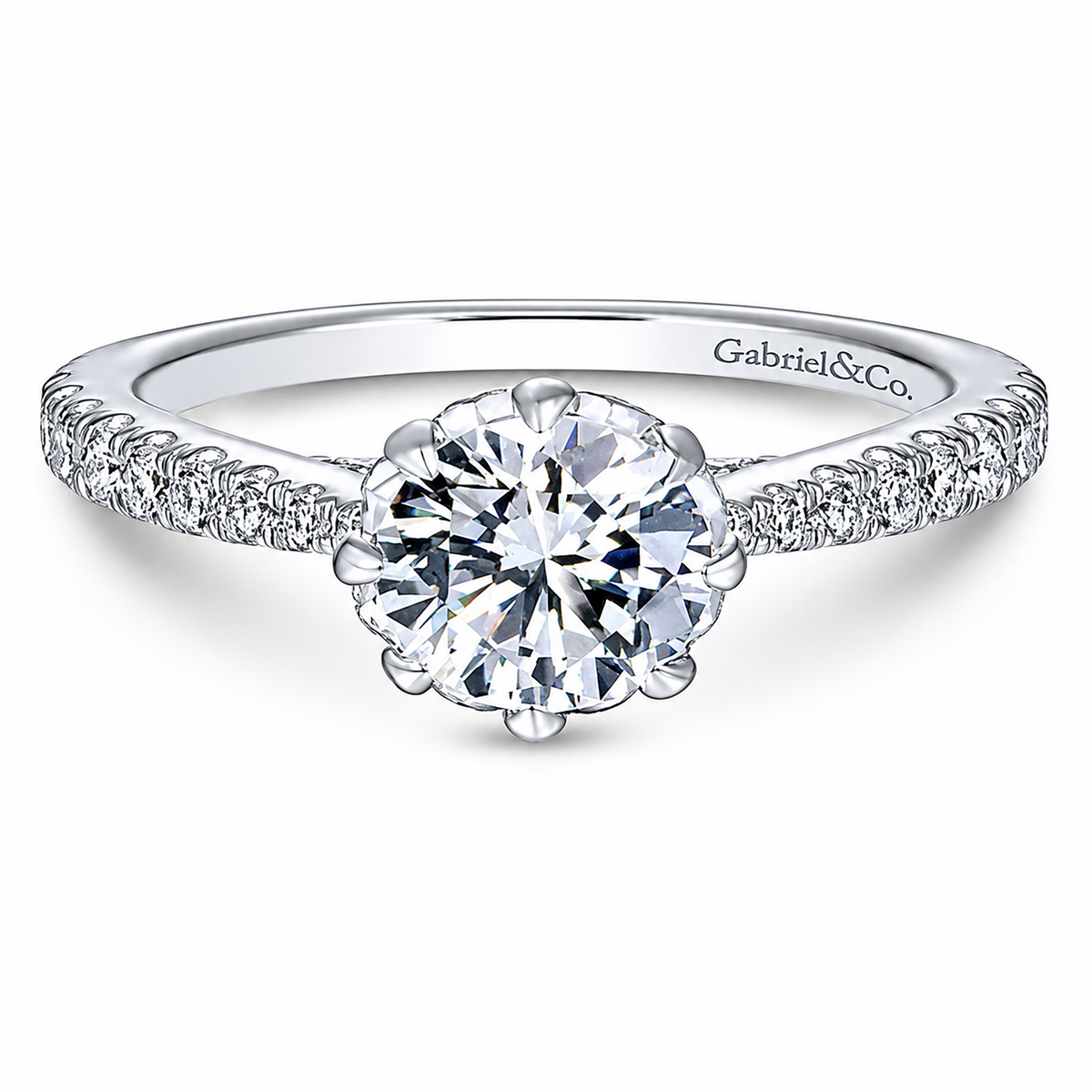 14k White Gold Round Straight