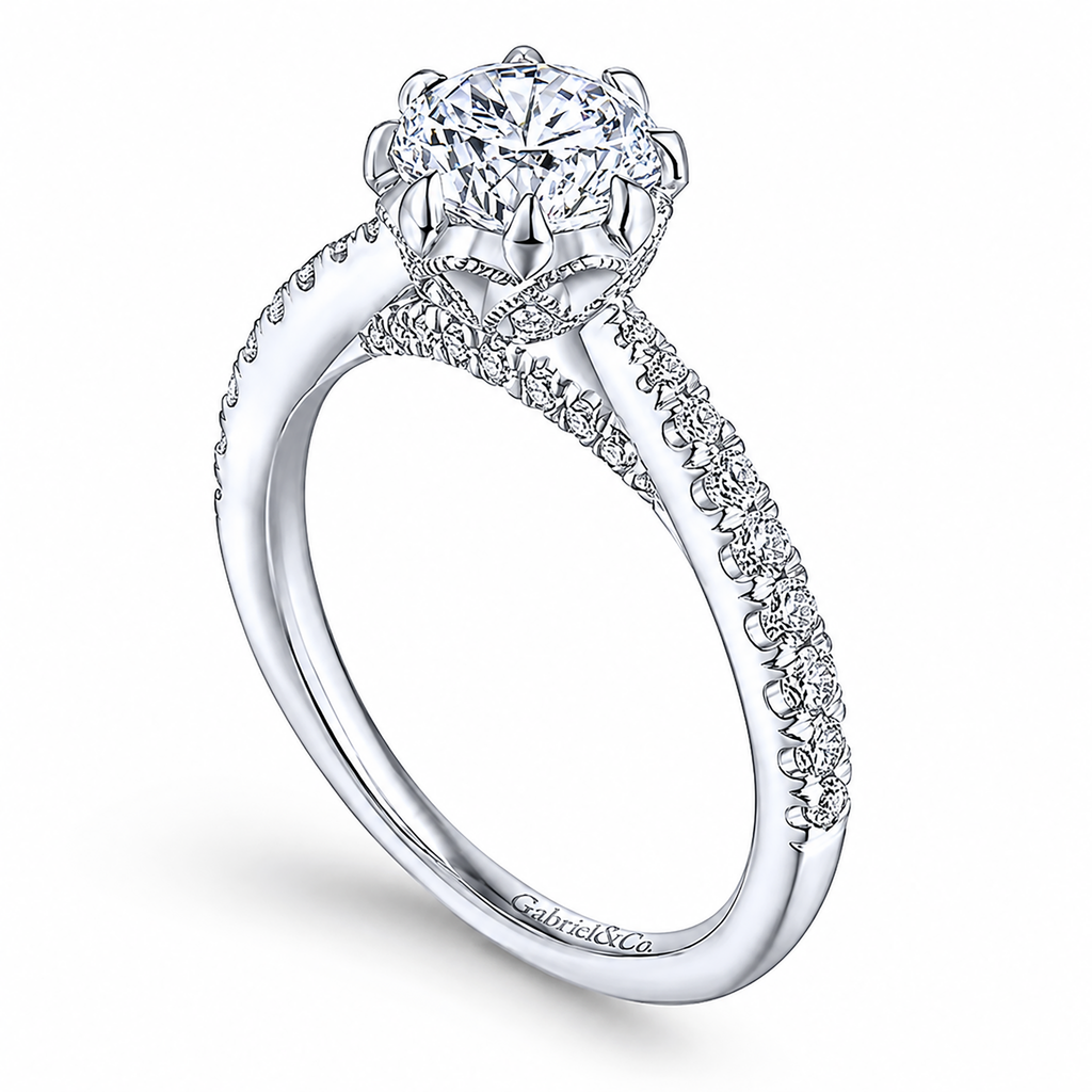 14k White Gold Round Straight