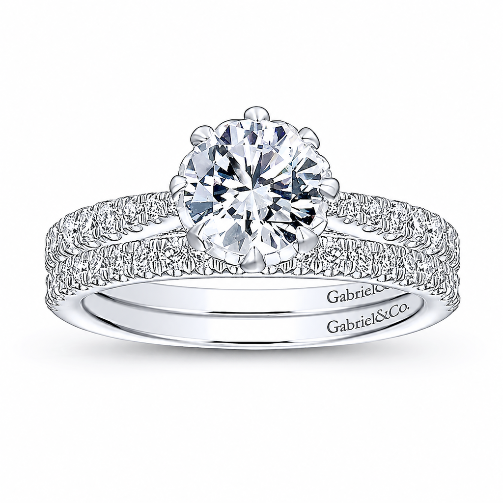 14k White Gold Round Straight
