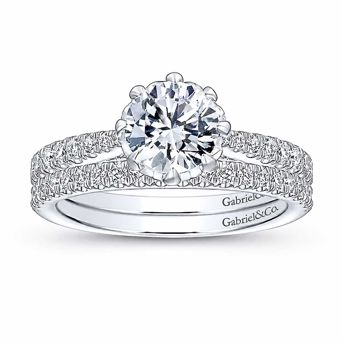14k White Gold Round Straight