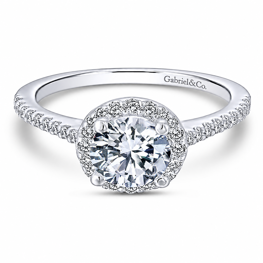 14k White Gold Round Halo