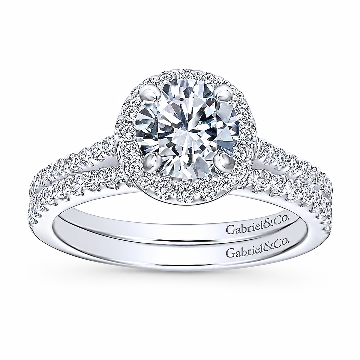 14k White Gold Round Halo