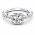 14k White Gold Cushion Cut Halo