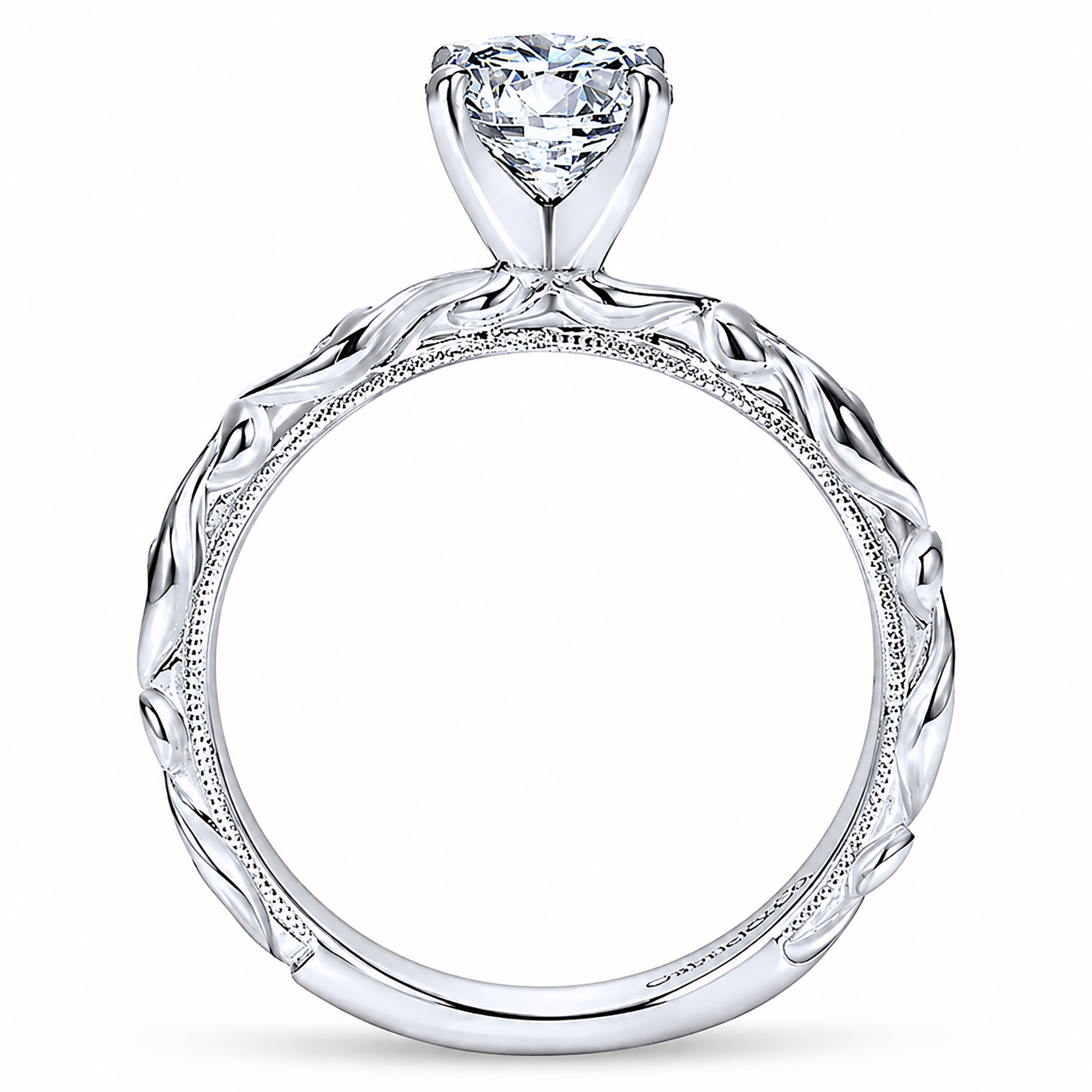 14k White Gold Round Straight