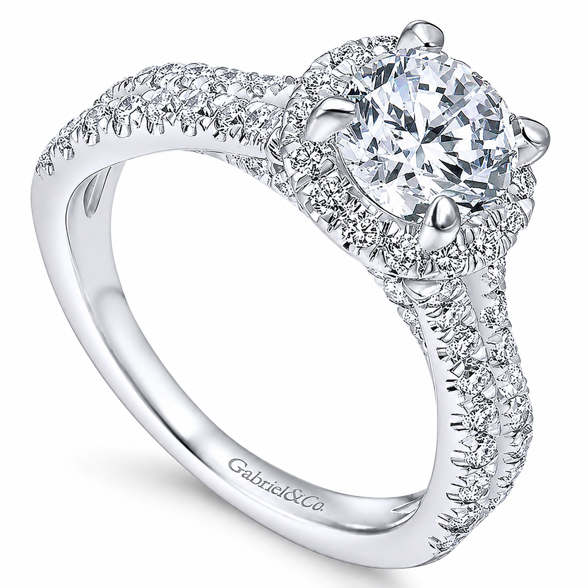14k White Gold Round Halo