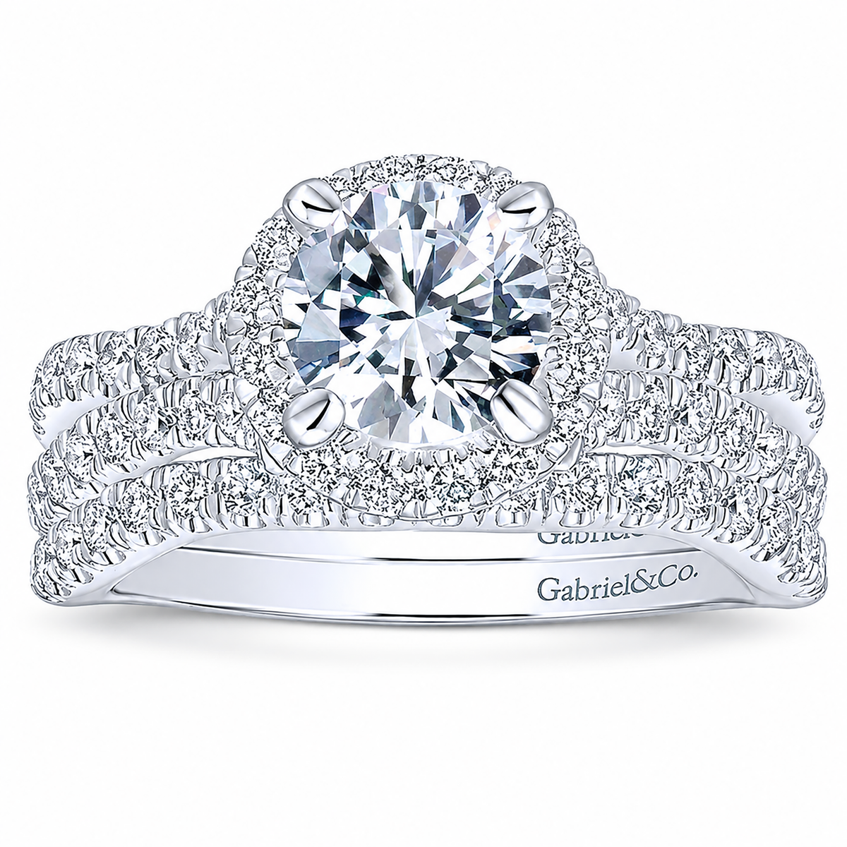 14k White Gold Round Halo