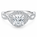 14k White Gold Round Halo