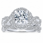 14k White Gold Round Halo