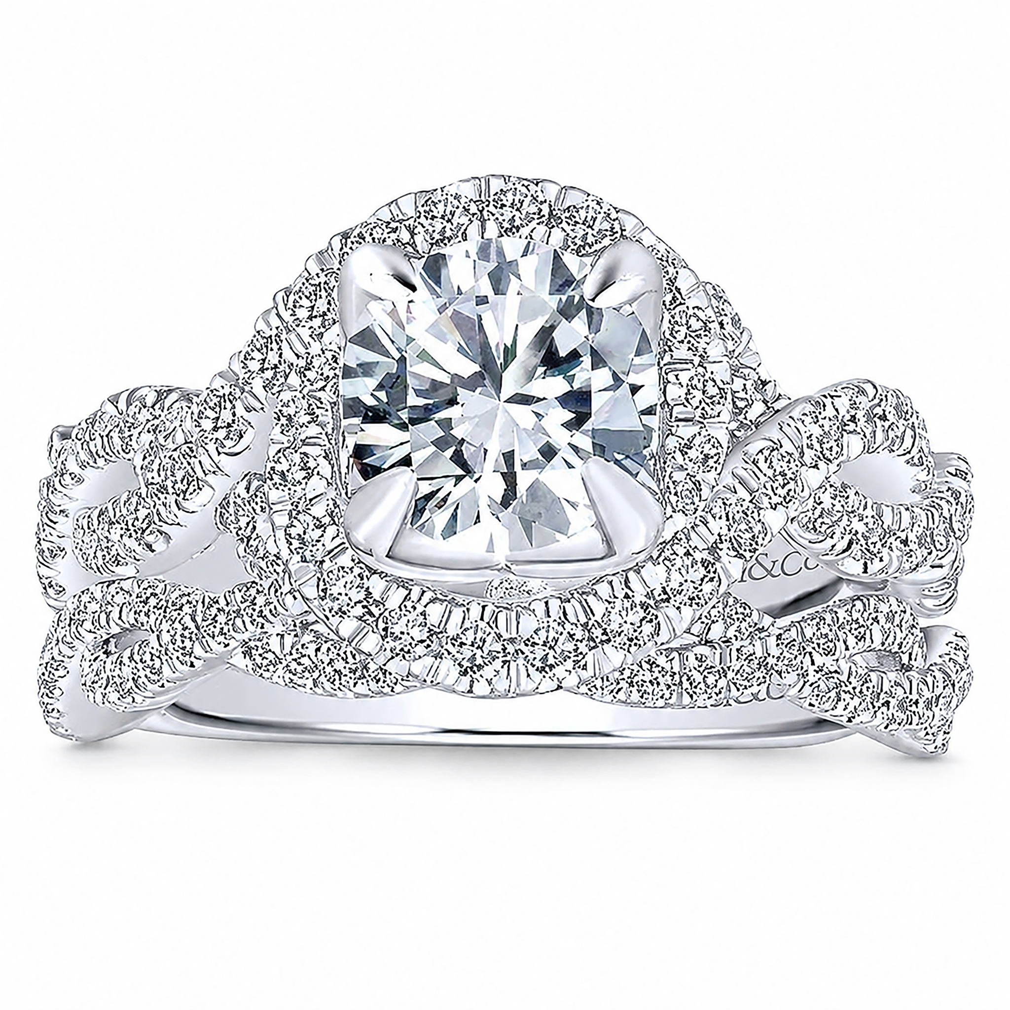 14k White Gold Round Halo