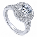 14k White Gold Round Double Halo