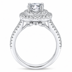 14k White Gold Round Double Halo