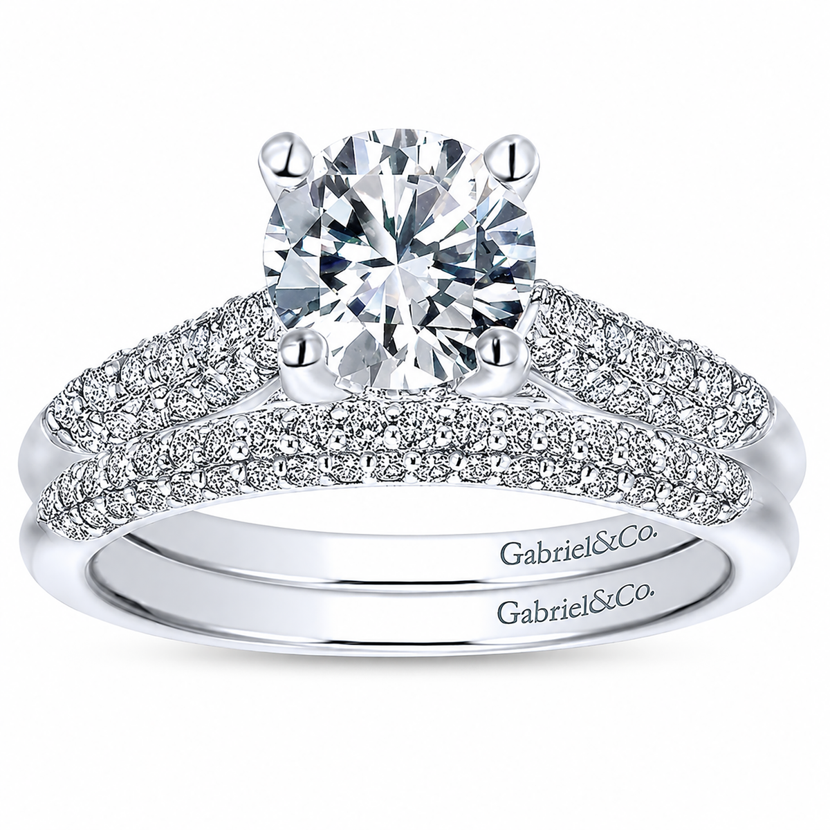 14k White Gold Round Straight