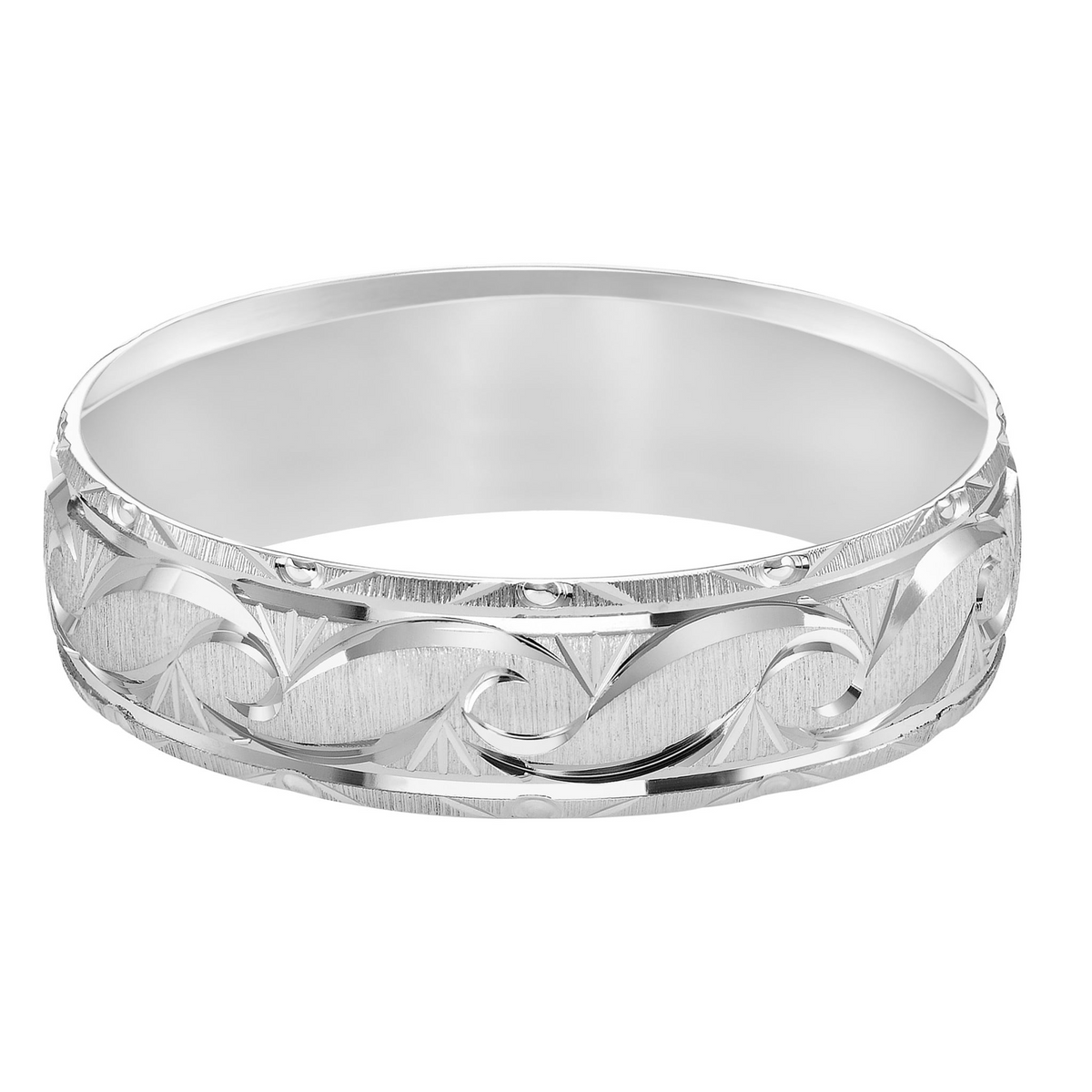 Goldman 14K White Gold 6mm Engraved Wedding Band