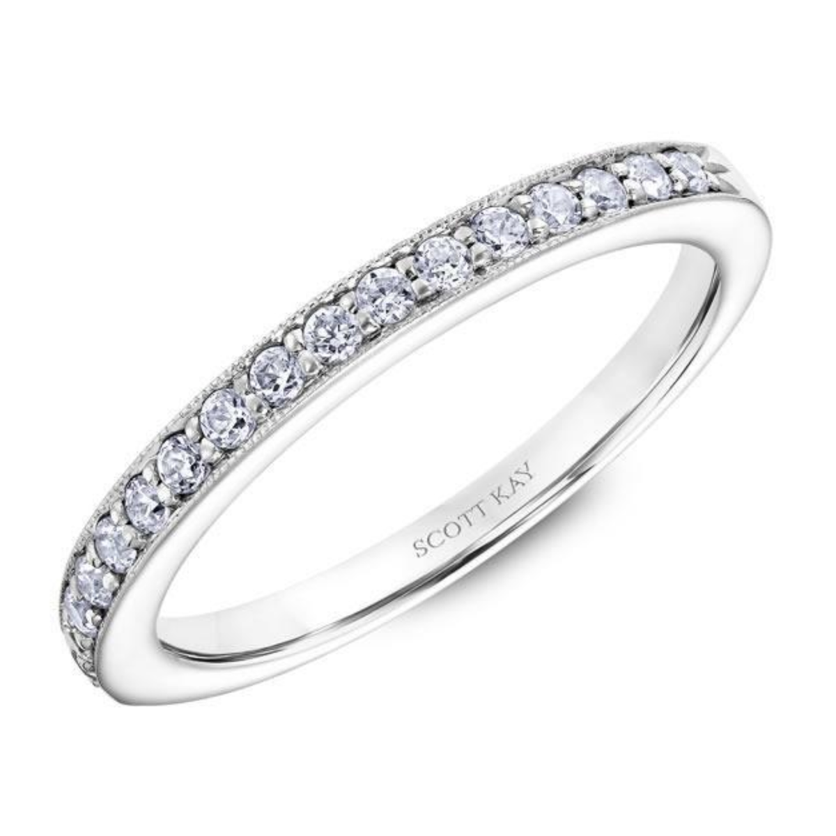 Scott Kay 14k White Gold and Diamonds Wedding Band