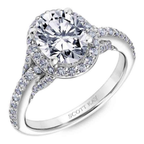 Scott Kay 14k White Gold Embrace Oval Halo Diamond Engagement Ring