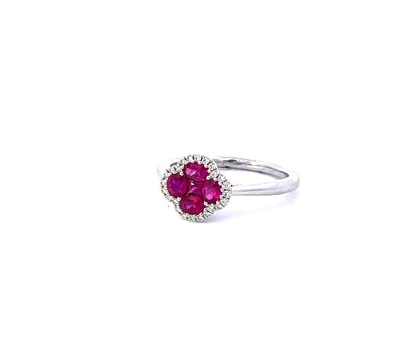 18KW Diamond and Ruby Ring