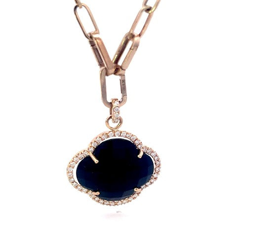 Yellow Gold and Onyx Pendant Necklace