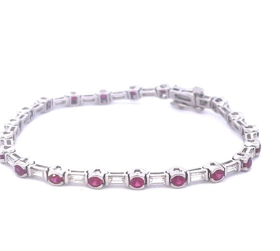 18KW 5.50CT 7" Ruby and Diamond Bracelet in Garner, NC