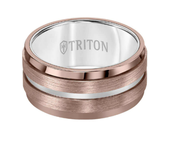 Triton 8MM Espresso Tungsten Carbide Ring - Satin Finish with Center Line