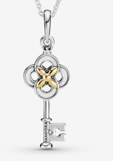 Pandora Two-tone Key &amp; Flower Necklace