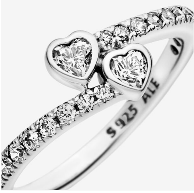 Pandora Two Sparkling Hearts Ring
