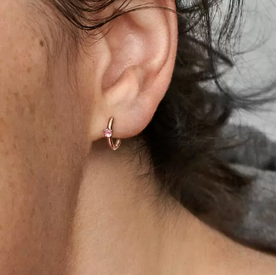 Pandora Pink Solitaire Huggie Hoop Earrings