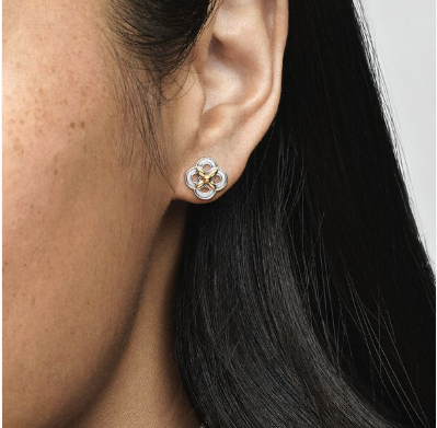 Pandora Two-tone Flower Stud Earrings