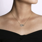 Gabriel & Co 14K Yellow-White Gold Interlocking Oval Link Diamond Pendant Necklace