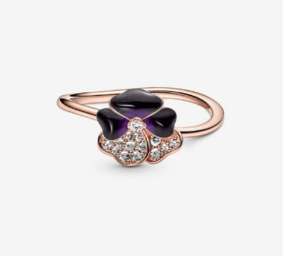 Pandora Deep Purple Pansy Flower Ring