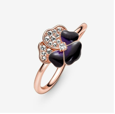 Pandora Deep Purple Pansy Flower Ring