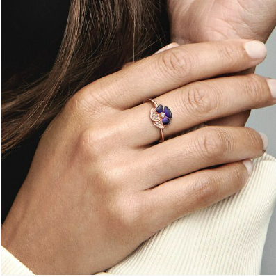 Pandora Deep Purple Pansy Flower Ring